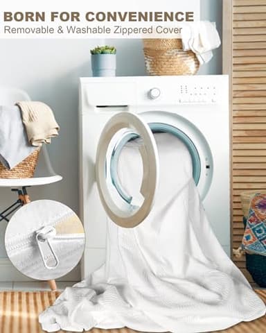 Zenzy 2" Twin Extra Long Firm Memory Foam Mattress Topper, [Removable] [Washable] Cover and [Adjustable] Straps, CertiPUR-US Certified Firm Mattress Topper Twin XL for College Dorm- White - Image 6