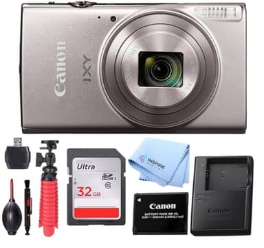 PowerShot IXY 650 (ELPH 360 HS) Digital Camera (Silver) – 20.2MP Wi-Fi Enabled – Includes 32GB Memory Card, Flex Tripod & Full Accessory Bundle W/Inspire Digital Cloth (Renewed) - Image 1
