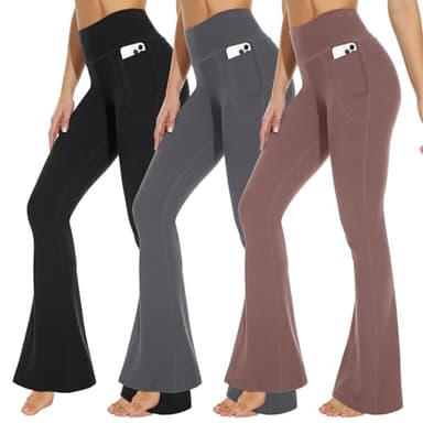 3 Packs Leggings with Pockets for Women, Soft High Waisted Tummy Control Workout Yoga Pants… - Image 1