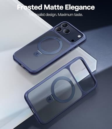 TORRAS Ostand Magnetic for iPhone 17 Pro Case, Fit for MagSafe, 3X Military Drop Protection, Camera Control, Slim Phone Case for iPhone 17 Pro with Kickstand, Translucent Matte Cover 6.3", Deep Blue - Image 7