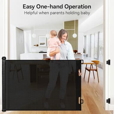 COMOMY 118" Retractable Baby Gates Extra Wide, Retractable Dog Gate for Large Openings, Extra Long Dog Gates for The House, Extra Large Mesh Pet Gate for Stairs, Doorways, Hallways, Indoor&Outdoor - Image 5