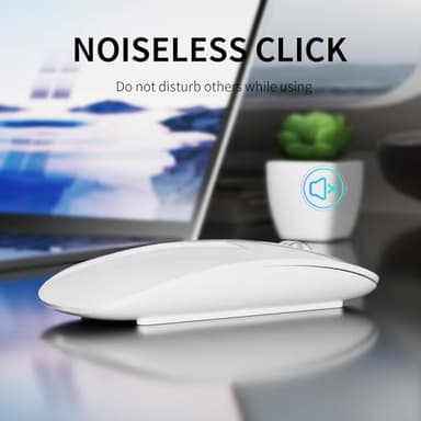 TENMOS M18 Bluetooth Mouse, USB C Rechargeable Wireless Mouse, Triple Mode (Dual Bluetooth+USB) Computer Silent Mice Portable with USB Receiver and Type C Adapter for Laptop/MacBook/iPad/PC - White - Image 5