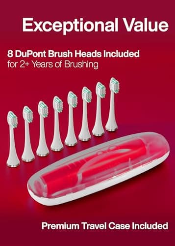 Aquasonic Vibe Series Ultra-Whitening Toothbrush – ADA Accepted Electric Toothbrush - 8 Brush Heads & Travel Case – 40,000 VPM Motor & Wireless Charging - 4 Modes w Smart Timer – Ruby - Image 5