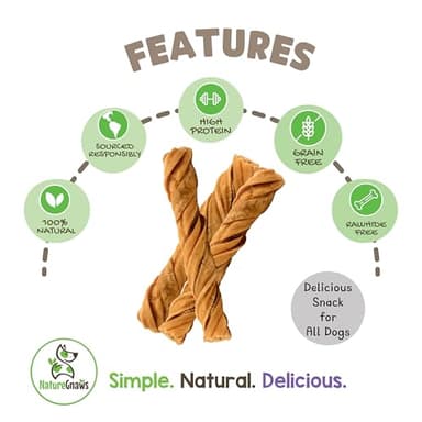 Nature Gnaws Tripe Twists for Dogs 4-5" (20 Count) - Crunchy Grain Free Reward Snack for Small, Medium & Large Breeds - Natural Beef Dog Chew Treats - Rawhide Free - Image 2