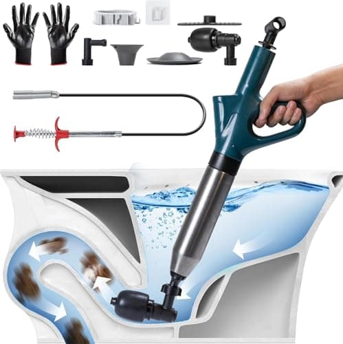 LIFMOCER Toilet Plunger Drain Clog Remover, High-Pressure Drain Unclogger - Air Plunger with Real -Time Barometer, Stainless Steel Toilet Unclogger for Clogged Bathroom, Sink, Kitchen Clogged - Image 1