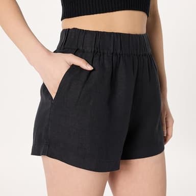 The Drop Women’s Essie Linen Pull On Mini Short, Black, S - Image 3