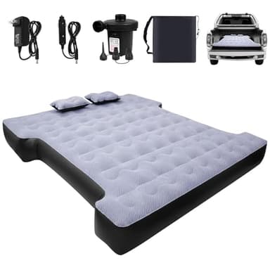 sanheshun Car Air Mattress, Camping Pickup Truck Air Mattress, 5.5-5.8FT Pickup Truck with Electric Pump and Two Pillows - Flocking and PVC, Sleeper Bed for Home, Outdoor and Travel - Image 1