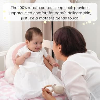 PHF 100% Muslin Cotton Baby Sleep Sacks, 12-18 Months Sleep Sack with 2-Way Zipper, 2 Pack Cooling Unisex 0.5 TOG Breathable Large Size Sleeveless Baby Wearable Blanket, White & Grey - Image 7