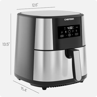 Chefman TurboFry® Touch Air Fryer, XL 8-Qt Family Size, One-Touch Digital Control Presets, French Fries, Chicken, Meat, Fish, Nonstick Dishwasher-Safe Parts, Automatic Shutoff, Stainless Steel - Image 2