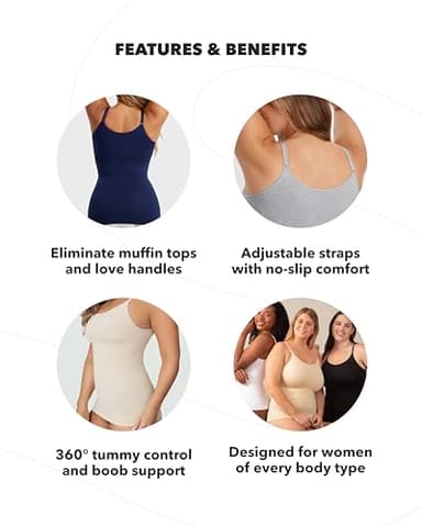 SHAPERMINT Womens Tops - Scoop Neck Cami Body Shaper for Women, Shapewear Tummy Control, Camisole Tank Tops for Women - Image 5