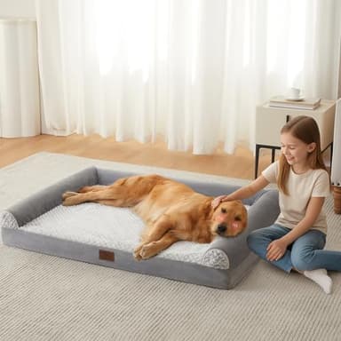 WNPETHOME Orthopedic Dog Bed for Large Dogs – XL Washable Pet Bed with Waterproof Cover, Bolstered Sides & Anti-Slip Base – Premium Plush Dog Couch for Indoor Use, Comfort & Joint Relief - Image 2