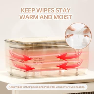 Baby Wipe Warmer, Wipe Warmer and Baby Wet Wipes Dispenser, 3 Mode Temp Control, Large Capacity, Evenly Overall Heating, Silence for Babies, Portable Diaper Wipe Warmer with Changing Light (Yellow) - Image 8