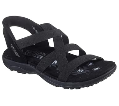 Skechers Women's Reggae Slim-Stretch Flex Hands Free Slip-ins Sandal, Black/Black, 8 - Image 6