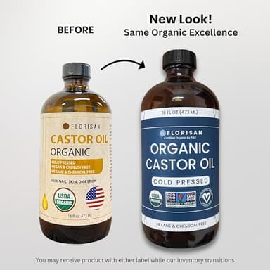 Florisan Organic Castor Oil 16oz Glass Bottle, Cold Pressed, Hexane-Free, Non-GMO, 100% Pure Castor Oil for Hair Growth, Skin, Lashes, Eyebrows, EWG Verified & USDA Organic Certified - Image 7