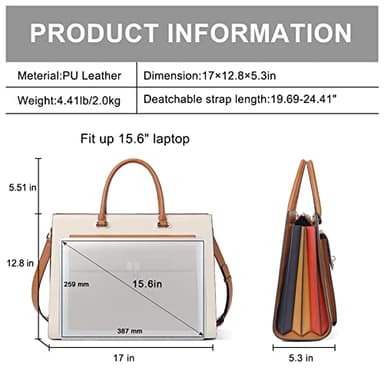 CLUCI Briefcase for Women Vegan Leather 15.6 Inch Laptop Bag Large Pocket Business Ladies Shoulder Bag - Image 4