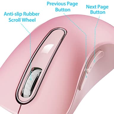 memzuoix 2.4G Wireless Mouse, 1400 DPI Mobile Optical Cordless Mouse with USB Receiver, Portable Computer Mice for Laptop, PC, Desktop, MacBook, 5 Buttons (Pink) - Image 5