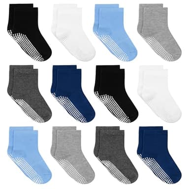 Tphon Toddler Socks, Baby Non Slip Socks for Boys Girls 12 Pairs Kids Infants Children Sock 1-3 Years - Image 1