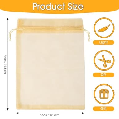 ENNIYU 100PCS Premium Sheer Organza Bags, Gold Wedding Favor Bags with Drawstring, 4x6 inches Jewelry Gift Bags for Party, Jewelry, Festival, Makeup Favor Bags, net gift bags, drawstring goody bags - Image 2