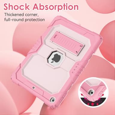 MARIWIVI Case for ipad 9th/ 8th/ 7th Generation Case 10.2 Inch (2021/2020/2019), Heavy Duty Shockproof Rugged Protective Case for iPad 10.2 Case Built-in Multi Angle Viewing Kickstand (Pink+LP+Pink) - Image 4