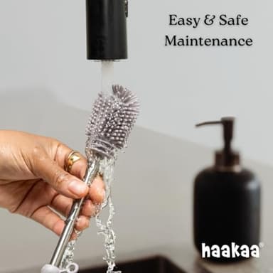 Haakaa Silicone Cleaning Brush Kit – Household Cleaning Brushes for Bottles and Crevices – Food-Grade Silicone: Dishwasher Safe (Brush-Grey - Image 5