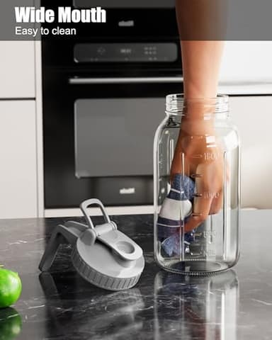 OneDream Glass Pitcher with Lid, 64 oz Large Mason Jar Wide Mouth, Sun Tea Glass Jar for Outside, Iced Tea Pitcher for Cold Beverages, Breast Milk, and Home Entertaining - Image 5