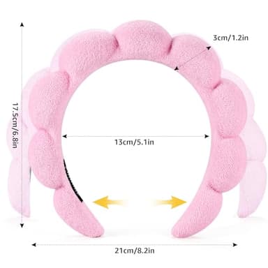 Ztomine Spa Headbands for Washing Face or Facial, Set of 2 Skincare Headbands, Terry Cloth Headband Wash Combo Pack - Puffy Makeup Washing, Mask, Skin Treatment (Black & Pink) - Image 2