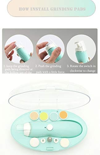 Rechargeable Baby Nail File, Fansidi Electric Baby Nail Trimmer for Newborn Infant or Toddler Toenail and Fingernail - Girls and Boys Accessory - Extra Replacement Pads Included (Blue) - Image 7