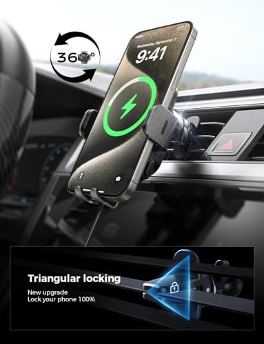 CHGeek Wireless Car Charger with Phone Holder Mount, 15W Fast Charging Auto Clamping Phone Holders for You Car Windshield Dashboard Air Vent Accessories for iPhone, Samsung Galaxy, Google, etc - Image 8