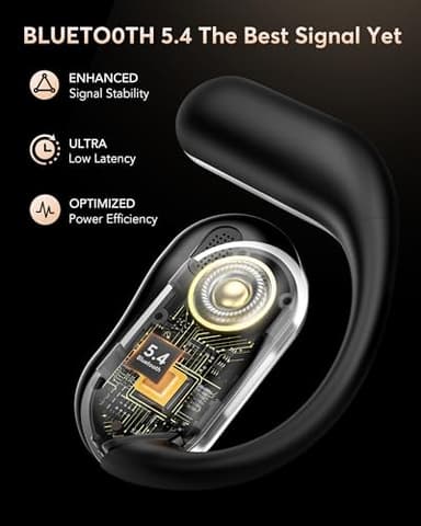 EUQQ Ultra Open-Ear-Headphones Wireless Bluetooth - Ergonomic Pro Bone Conduction Earbuds with Soft, Airy Silicone Design, Over-The-Ear Earbuds for Running, Sports, Fitness and Workouts, Charcoal - Image 7