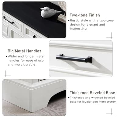 ACCOHOHO 7 Drawer Dresser, Farmhouse Chest of Drawers for Bedroom, 52" Wide Dresser TV Stand with Large Metal Handles, Wood Drawer Organizer for Living Room, Hallway - Off White - Image 5