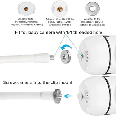 Flexible Baby Monitor Mount Compatible with HelloBaby HB65/HB40/HB6550/HB66/HB6339/HB6550 Pro, ANMEATE SM935E, Baby Camera Mount Without Tools or Wall Damage - Image 6