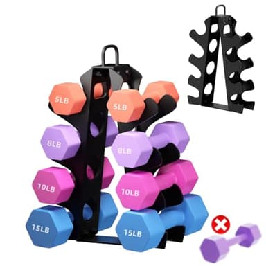 EXBTOKA Dumbbell Rack Stand Only, 4 Tier Weight Rack for Dumbbells 5-15LB, Upgraded Handle, Compact A-Frame Weight Rack, Suitable for Home Gym (No Dumbbells Rack Only) - Image 1