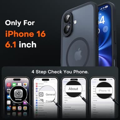 TOCOL Magnetic for iPhone 16 Case, Upgraded Full Camera Protection, Compatible with Magsafe, Drop Protection, Translucent Matte Back Bumper Phone Cover 6.1-Inch（Black） - Image 2