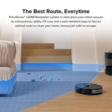 roborock S8+ Robot Vacuum, Sonic Mop with Self-Empty Dock, Stores up to 60-Days of Dust, Auto Lifting Mop, Ultrasonic Carpet Detection, 6000Pa Suction, Black - Image 5