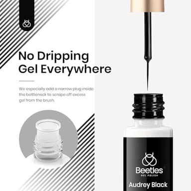 beetles Gel Polish Nail Art Liner Gel Polish Set- 2 Popular Black White Colors Nail Polish Gel Paint for Swirl Nails Built Thin Nails Art Brush in Gel Pens UV Soak off Gifts for Women - Image 4