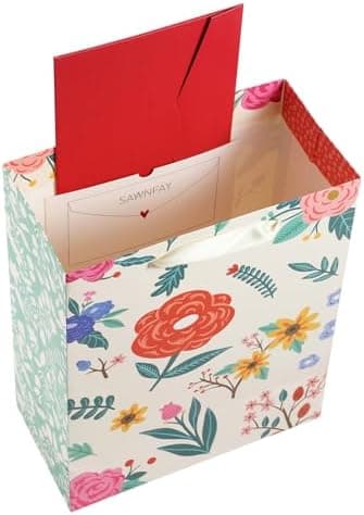 Sawnfay Gift Bag - 13'' Large Flower Gift Bag, For Easter, Birthdays, Bridal Showers, Weddings, Baby Showers, Mother's Day, 10" x 5" x 13" with Tissue Paper - Image 4