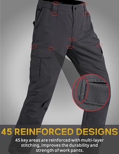 CNBQDD Mens Cargo Work Pants Water Resistant Cargo Pants Men Ripstop Construction Work Pants with Pockets Tactical Hiking Pants Dark Gray 38Wx34L - Image 2