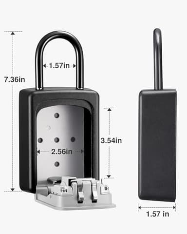 Puroma Lock Box, Large Key Lock Box Resettable Combination Code Lockbox, Portable Wall Mount Lockbox Security Safe Box for Outside Outdoor Home Office Door Handle House Key, Gray (1 Pack) - Image 2