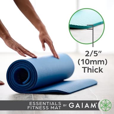 Gaiam Essentials Thick Yoga Mat Fitness & Exercise Mat with Easy-Cinch Carrier Strap, Purple, 72"L X 24"W X 2/5 Inch Thick, 10mm - Image 3