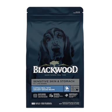 Blackwood Sensitive Skin & Stomach Dry Dog Food, Catfish Meal & Brown Rice with Ancient Grains, 24 Pound Bag with Prebiotics & Probiotics to Promote Gut Health - Image 1