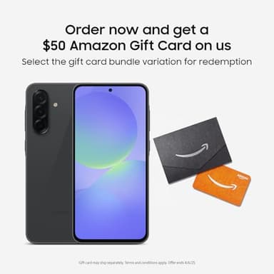 SAMSUNG Galaxy A36 5G A Series Cell Phone + $50 Amazon Gift Card, 128GB Unlocked Android Smartphone, AMOLED Display, Rugged Design, US Version, 2025, US 1 Yr Manufacturer Warranty, Awesome Black - Image 1
