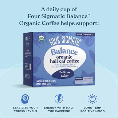 Four Sigmatic Adaptogen Coffee K-Cups | Organic Medium Roast Ground Coffee with Ashwagandha, Eleuthero, Chaga & Tulsi | Immune Support & Stress Relief | Keto | 24 Count - Image 4
