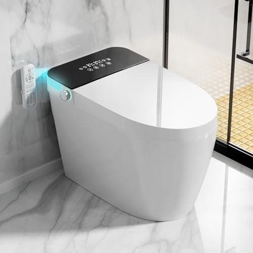 LOUPUSUO Tankless Smart Toilet with Warm Water Sprayer & Dryer, Smart Bidet Toilet with Foot Sensor Operation, Heated Bidet Seat, Auto Smart Toilet with LED Display for Bathrooms - Image 1