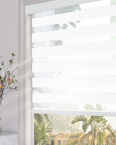 Persilux Blackout Zebra Blinds for Windows (21" W x 72" H, White) Cordless Zebra Shades for Indoor Windows, Sheer Shades Thermal Insulated Blinds with Upgraded Cassette, Roller Window Shades for Home - Image 1