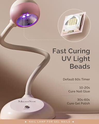 MelodySusie 2 in 1 Professional Nail Desk Lamp and Flash Cure UV Nail Lamp for Nail Art Fill Light&Curing,Cordless Gooseneck UV Light for Gel x Nails with 2 Timers, Rechargeable, Salon Use - Image 5
