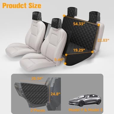 PETICON Dog Seat Covers for Tesla Model 3 & Y Back Seat with 2 Pack Door Protectors, 100% Waterproof Dog Hammock for Tesla with Mesh Window & Headrest Protection Prevents Scratches and Scuffs - Image 5
