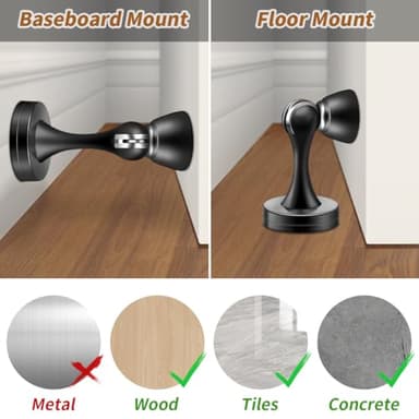 KOLAKO Magnetic Door Stopper, Black Door Stops, Wall Floor Mount Magnetic Door Catch Heavy Duty Magnet Stainless Steel Doorstops, Oil Rubbed - Image 6