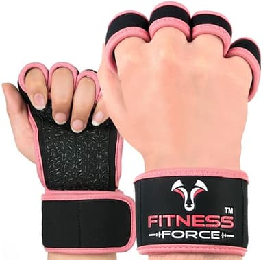FITNESS FORCE Ventilated Weightlifting Gloves Workout Gloves for Men & Women with Built-in Wrist Wraps Fingerless Gym Gloves for Men Perfect for Exercise Fitness, Weight Lifting, Cross Training - Image 1