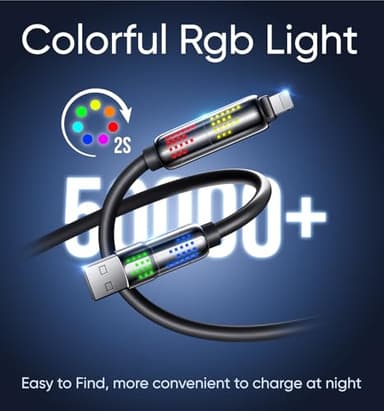 MAGIC JOHN 240W 4 in 1 USB C Cable, USB Charging Cable with Breathing Light, Fast Charging & Data Sync Silicone Multi Charging Cable for iPhone iPad Samsung Laptop Multi Device Charging, 4FT (Black) - Image 5