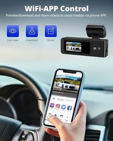Kingslim Dash Cam Front and Rear 2K+1080P, Mini WiFi Dash Camera for Cars Dual Dashcam Parking Monitor, Loop Recording, Car Camera Support Max 256GB (E2PRO) - Image 4